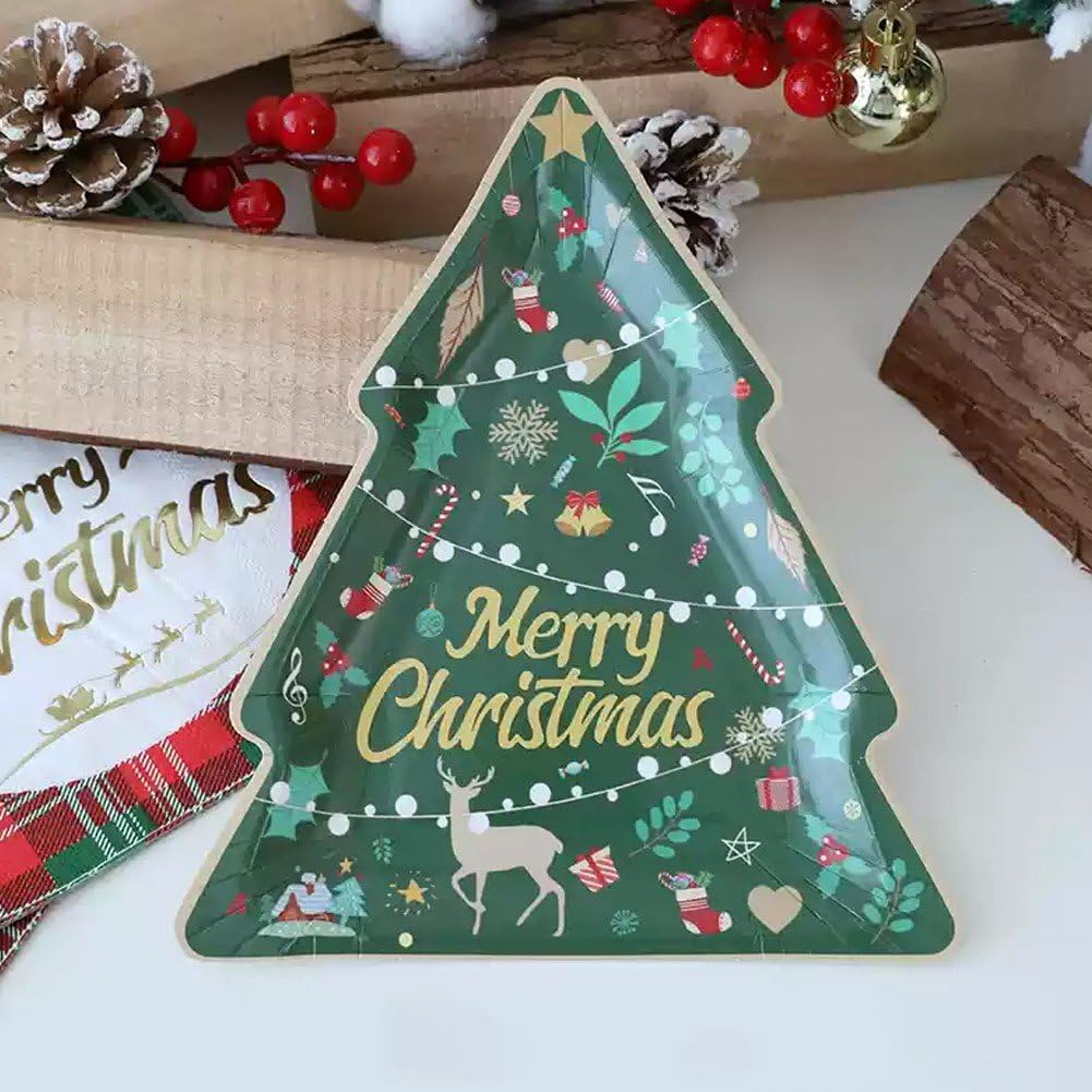 Amazon.co.jp: クリスマスプレート 使い捨て食器 クリスマスツリー形